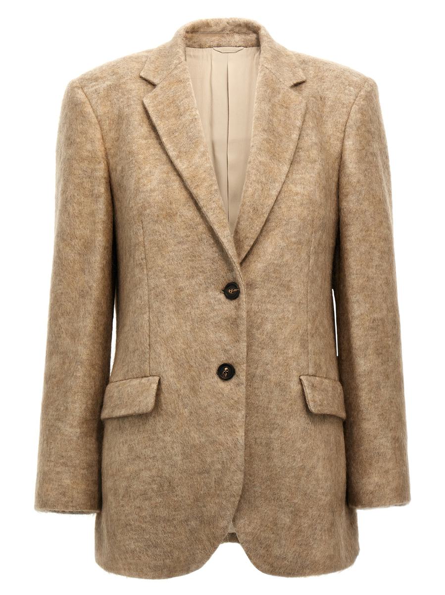 brunello cucinelli single-breasted mohair blazer