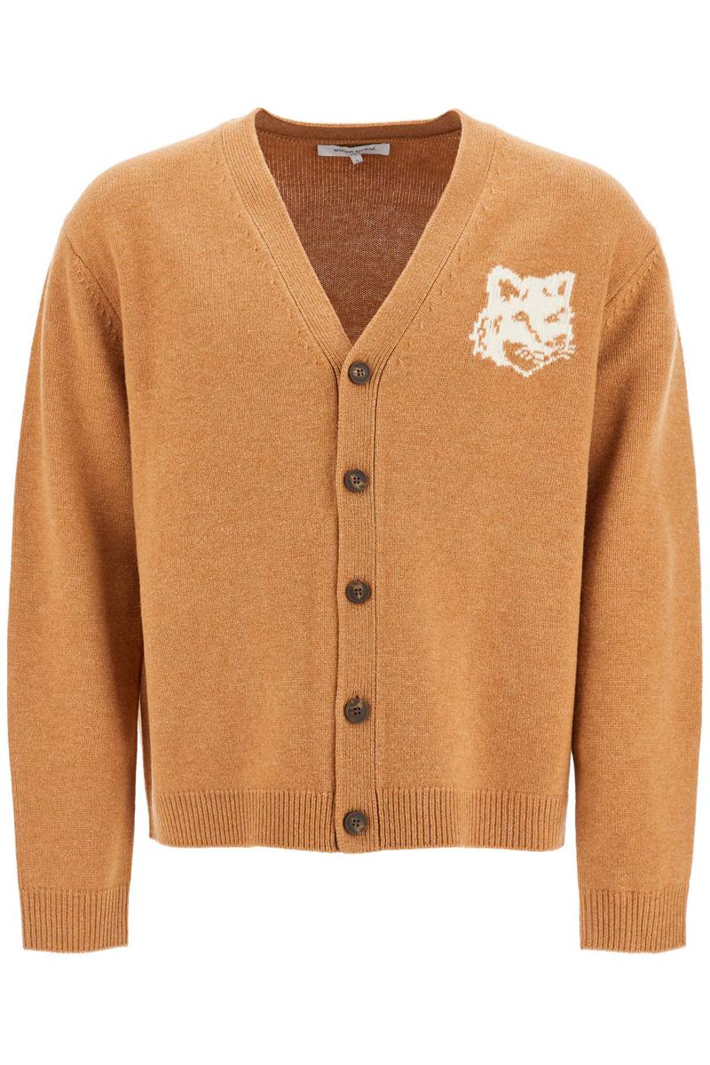 "fox head wool cardigan with