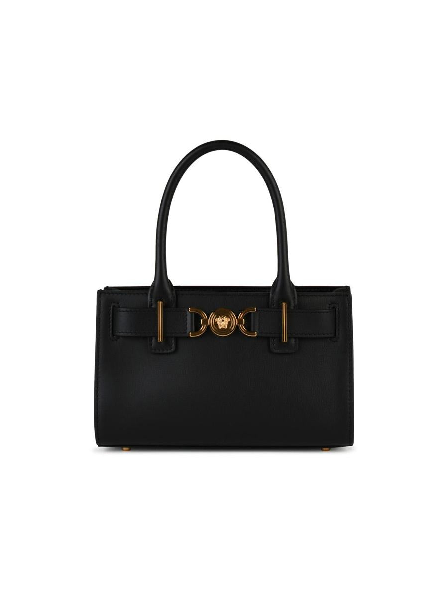 versace small 'medusa '95' black leather bag