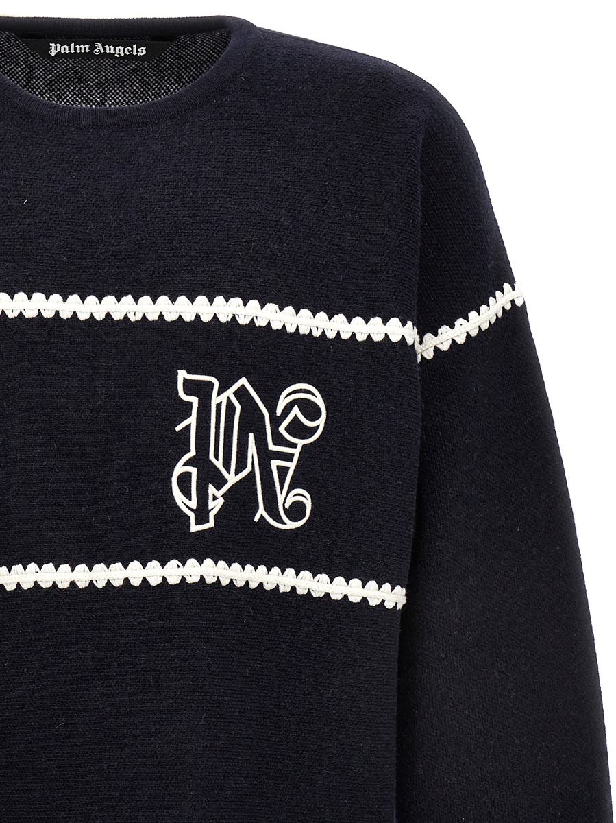 palm angels pa monogram striped sweater