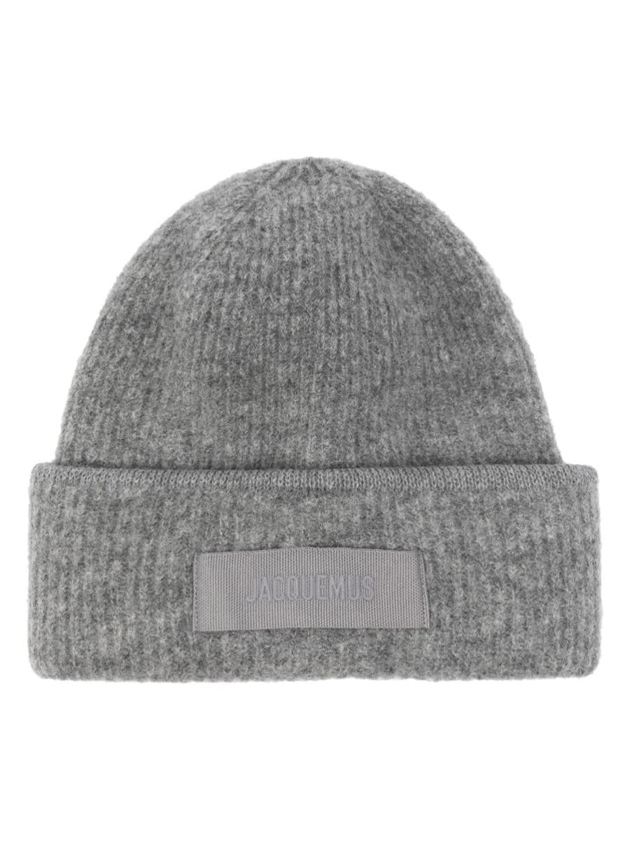 jacquemus grey le bonnet gros grain beanie