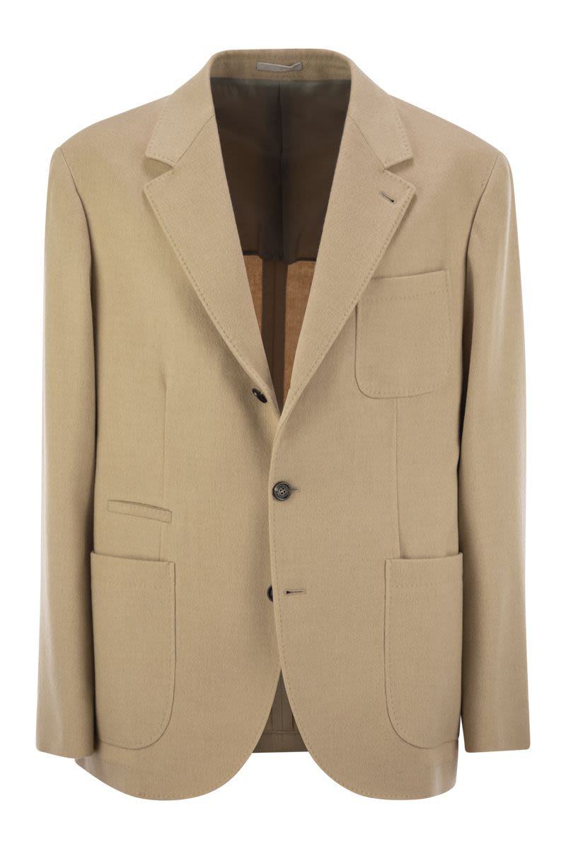 brunello cucinelli camel jacket with patch pockets