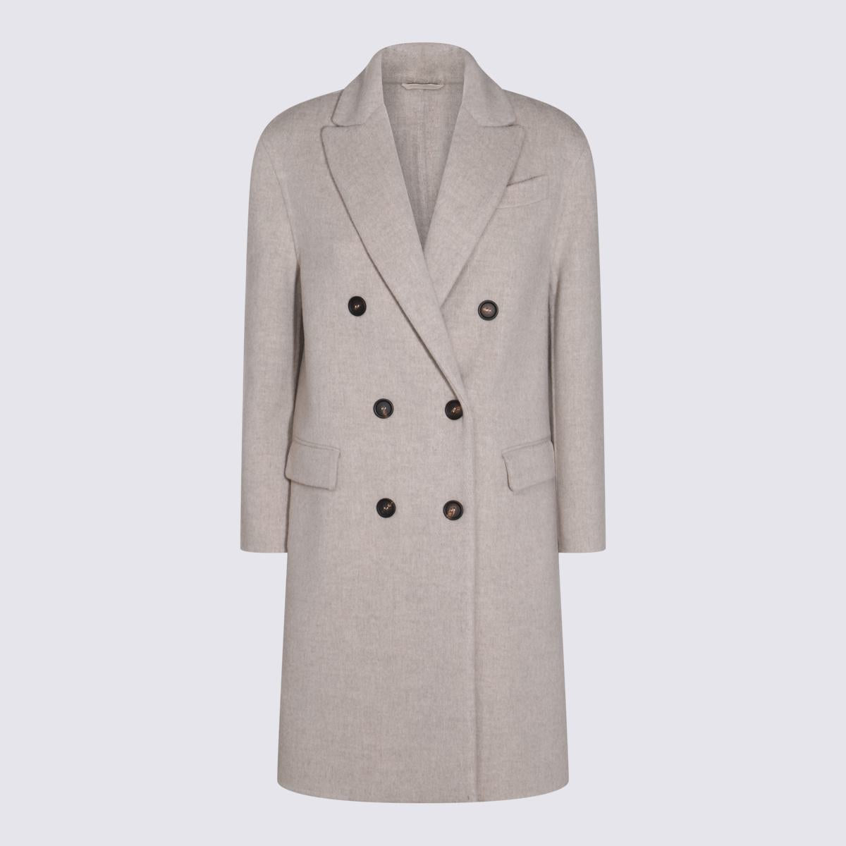 brunello cucinelli beige wool coat