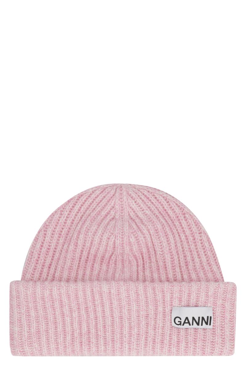 ganni ribbed knit beanie