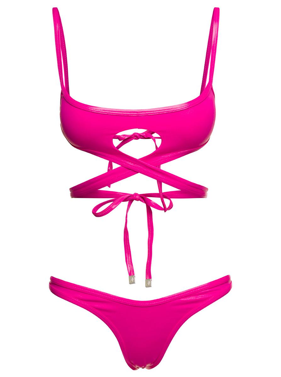 cut-out wraparound bikini set in fuchsia technical fabric woman