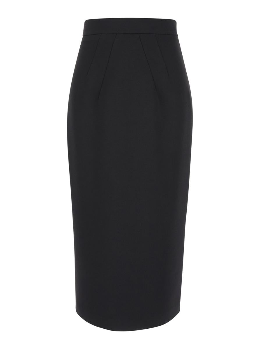 midi black pencil skirt in fabric woman