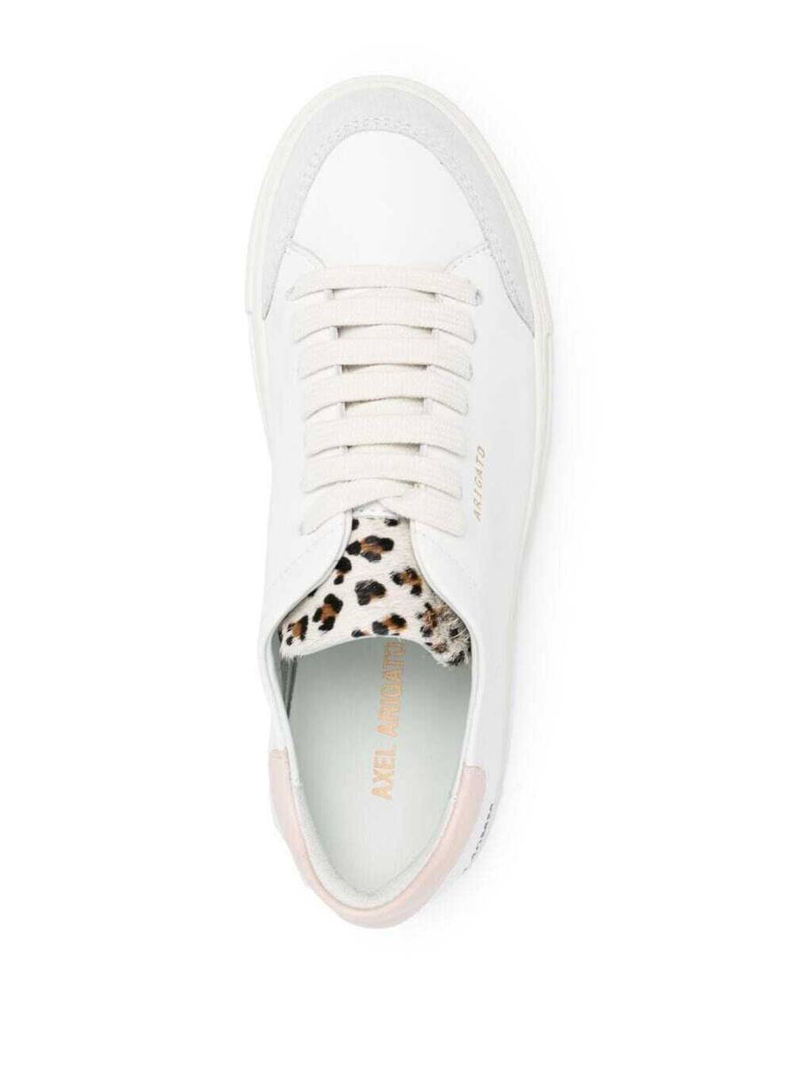 'clean 90' white low top sneaker with lepard tab  in leather woman