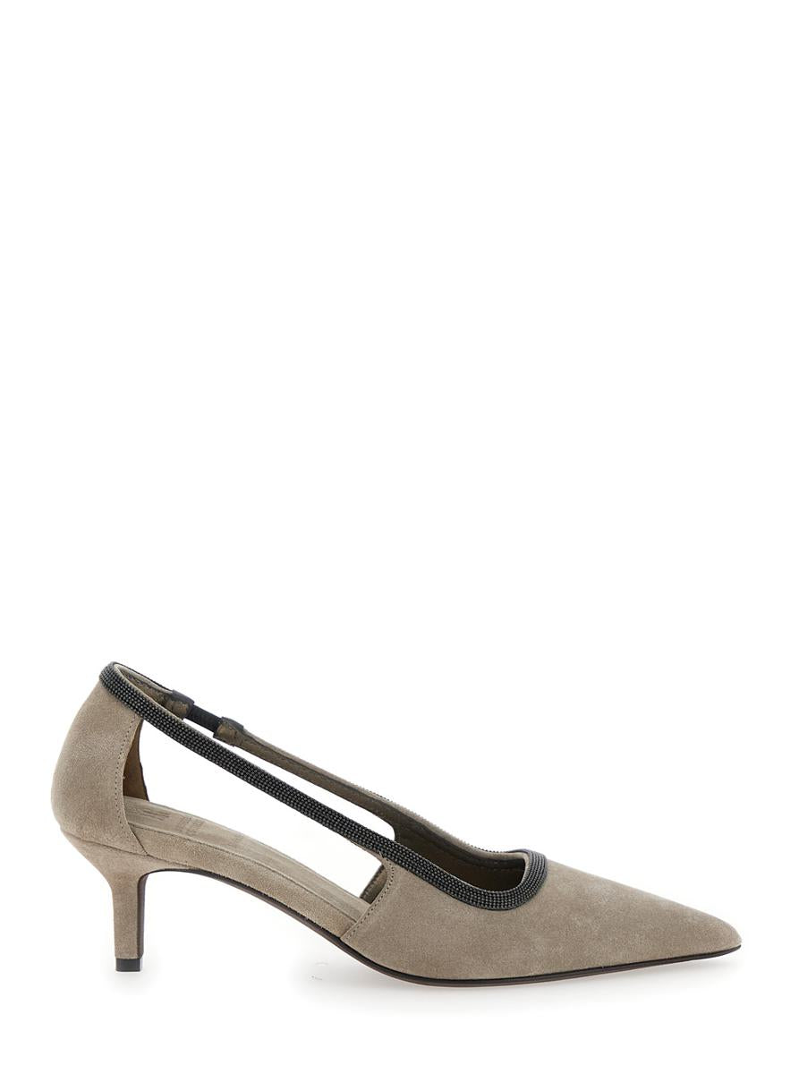 'city' grey pumps with monile detail in suede woman