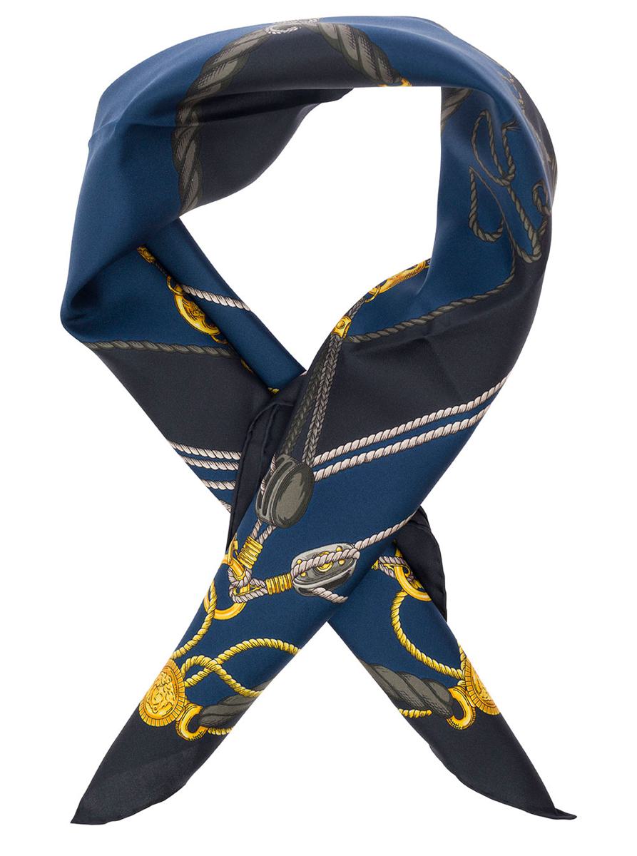 blue scarf with nautic print in silk man