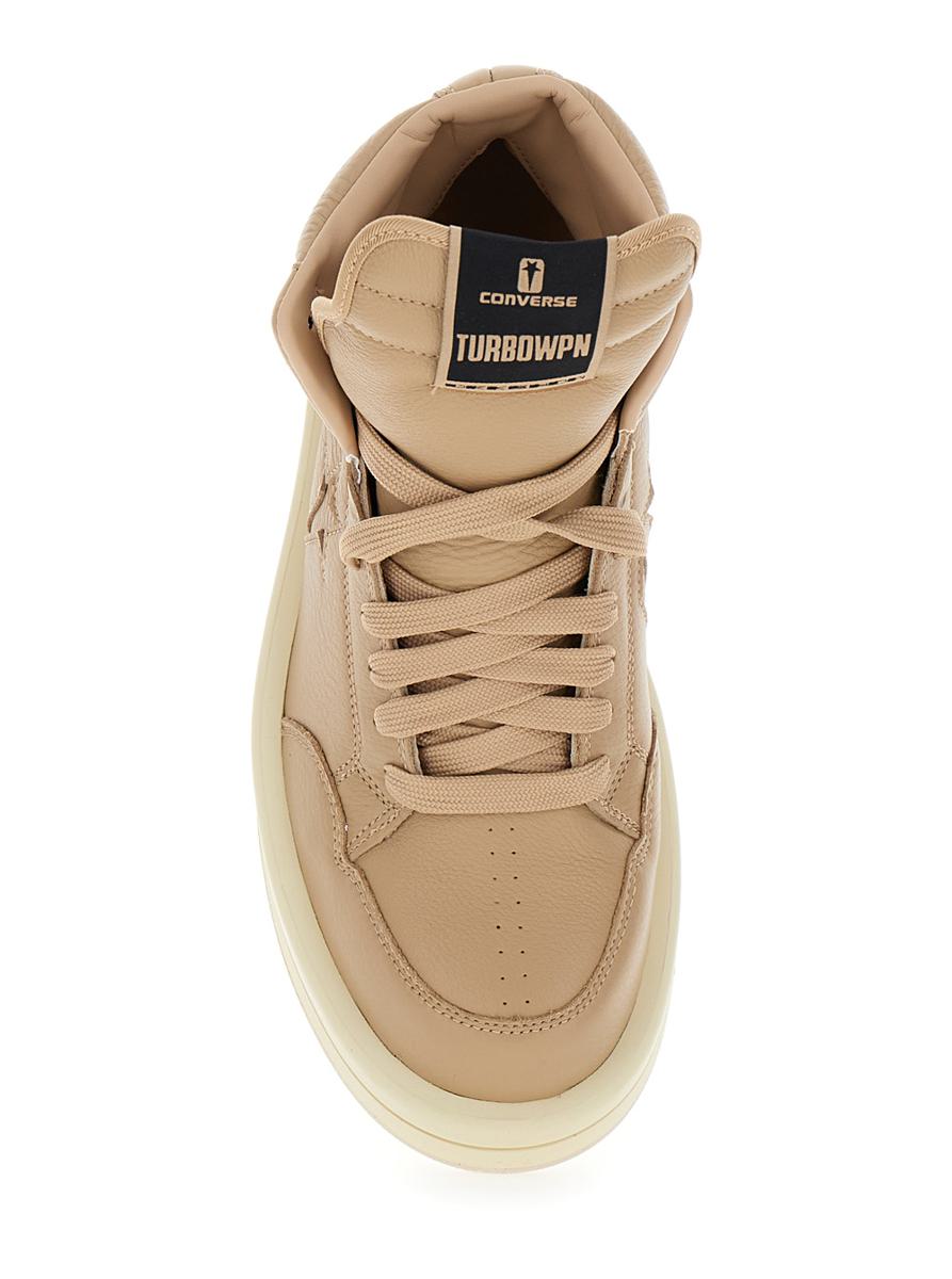 'converse - turbowpn' beige sneakers high top in leather man