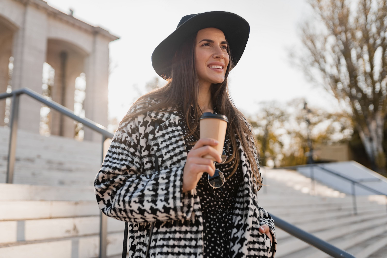 Fall Outfit Ideas image, attractive young woman walking in autumn wearing coat