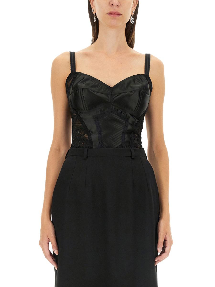 dolce & gabbana satin and lace corsetry top