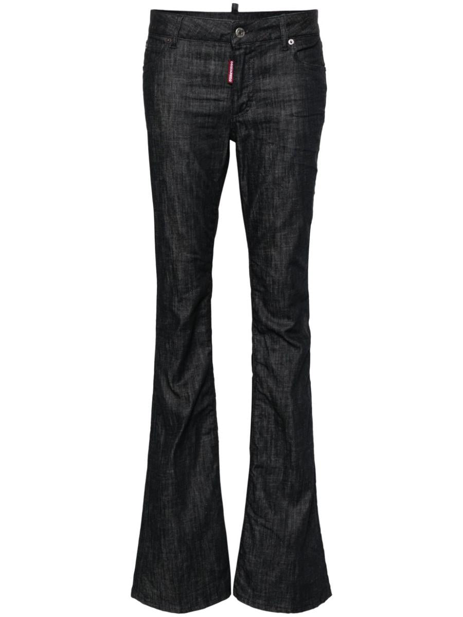 dsquared2 flared stretch cotton jeans with mid-rise and distressed effect