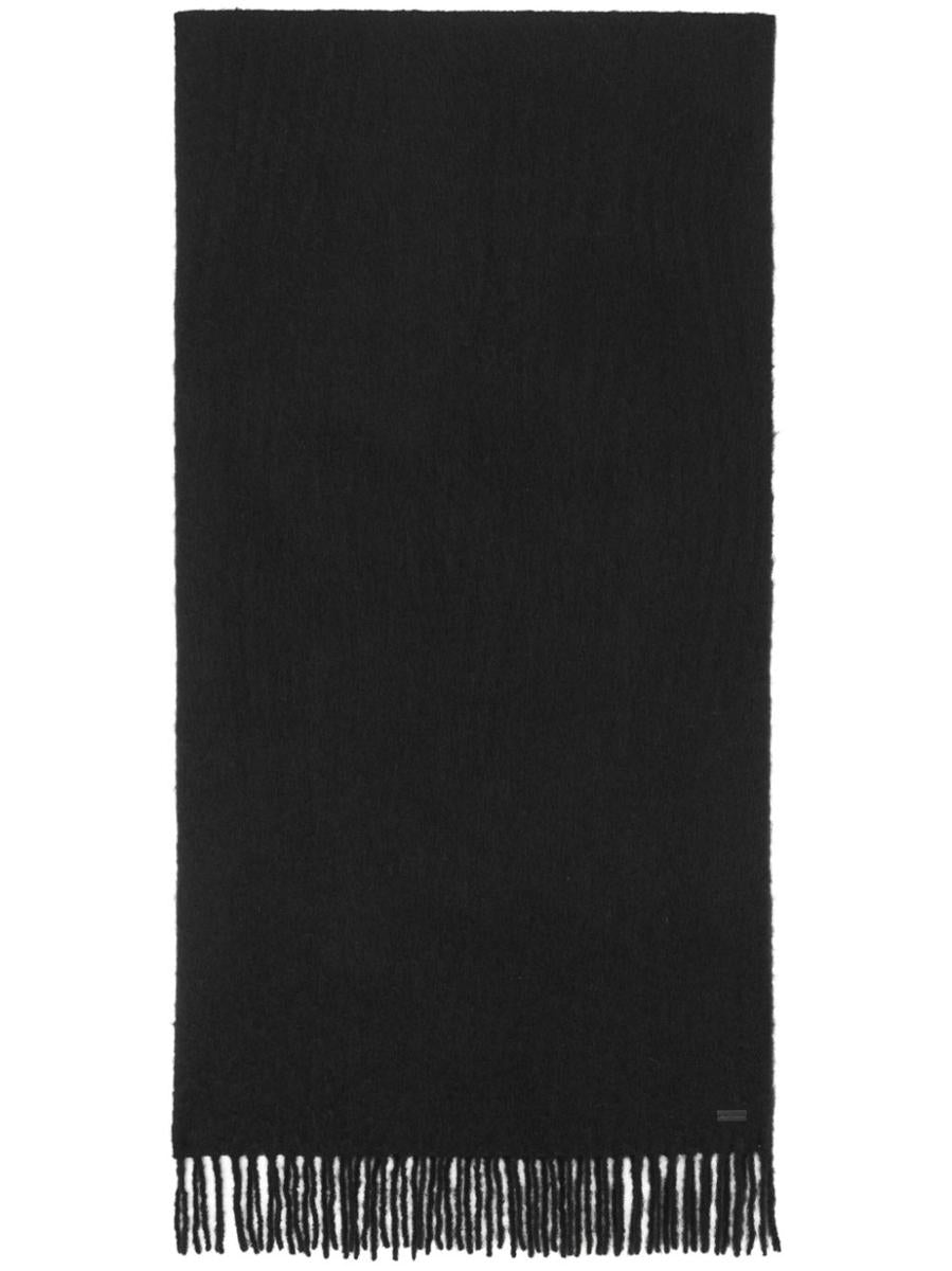 saint laurent fringes wool blend scarf