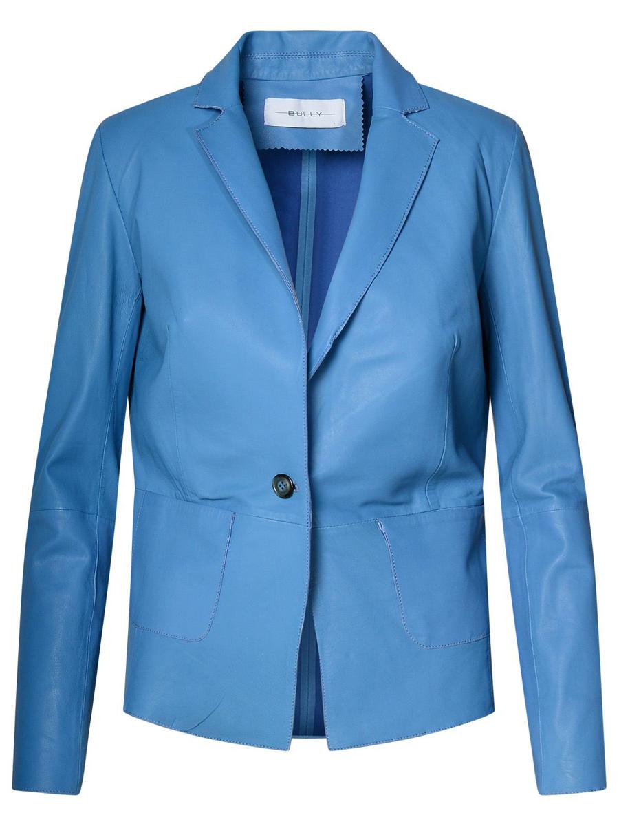 bully light blue leather blazer