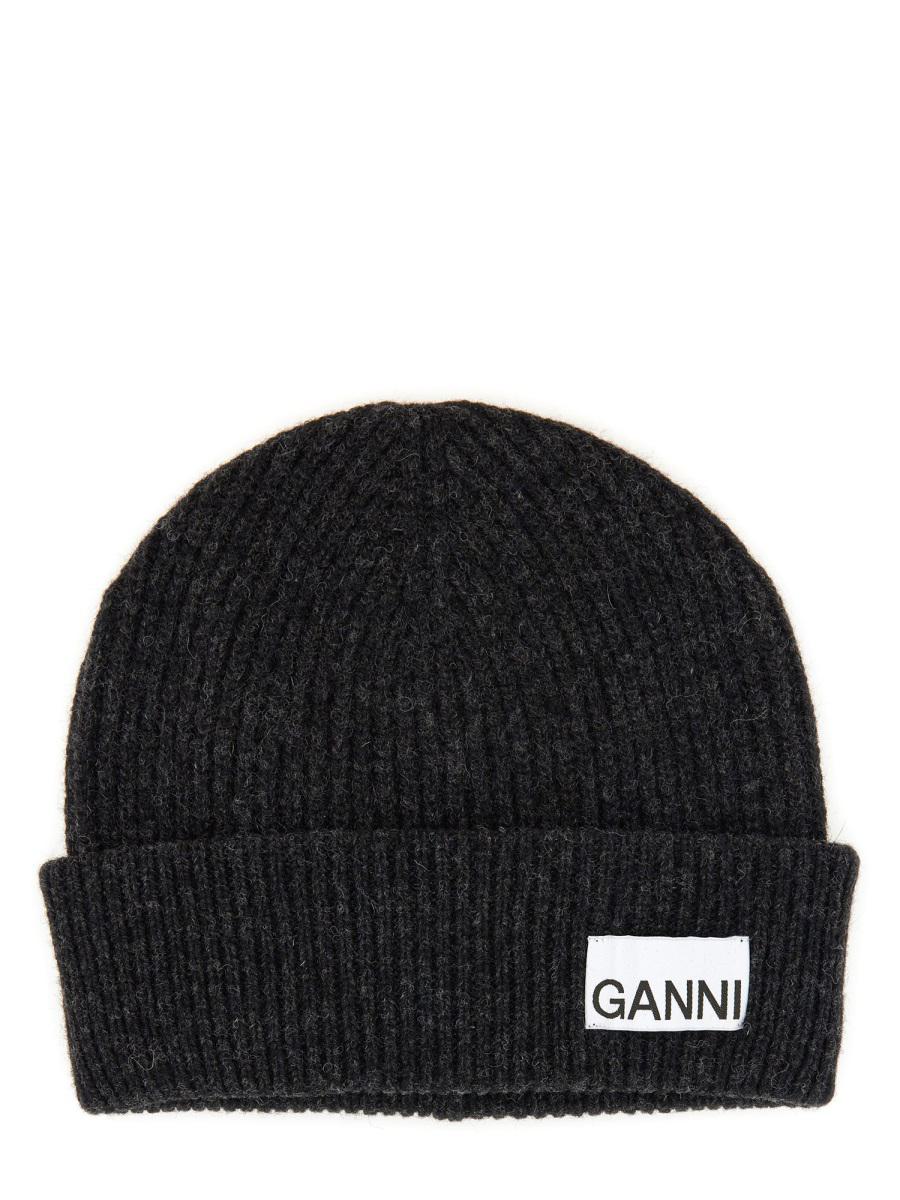 ganni cappello beanie con logo