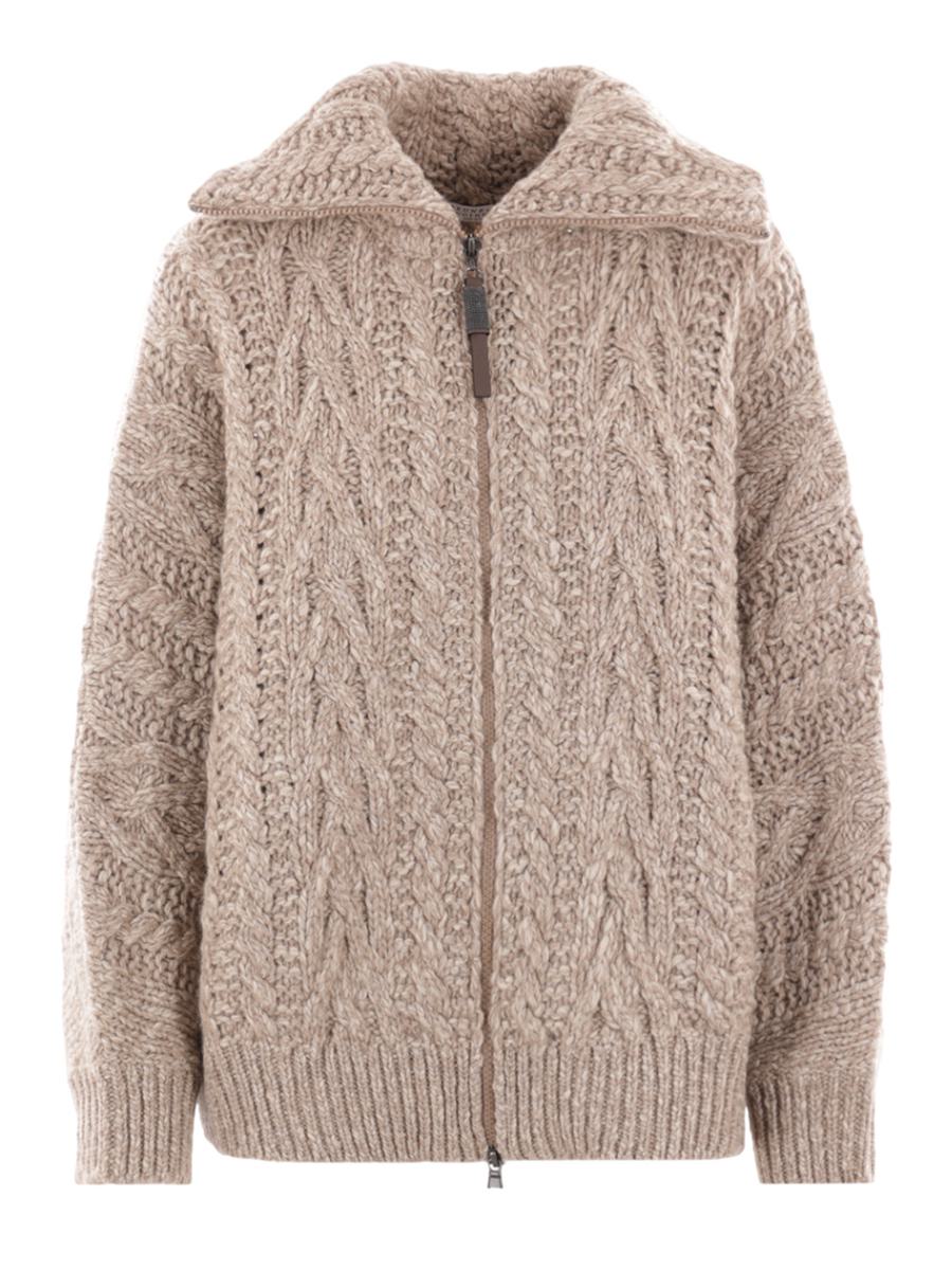 brunello cucinelli full-zip cardigan in wool and cashmere