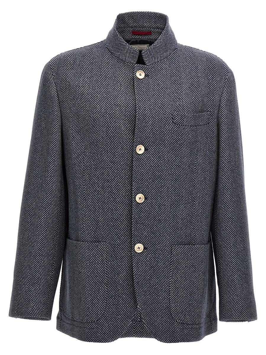 brunello cucinelli chevron wool jacket