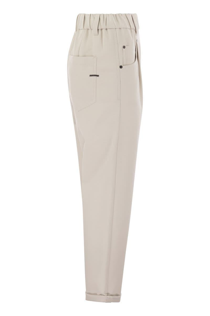 brunello cucinelli baggy trousers in stretch cotton cover-up with shiny bartack