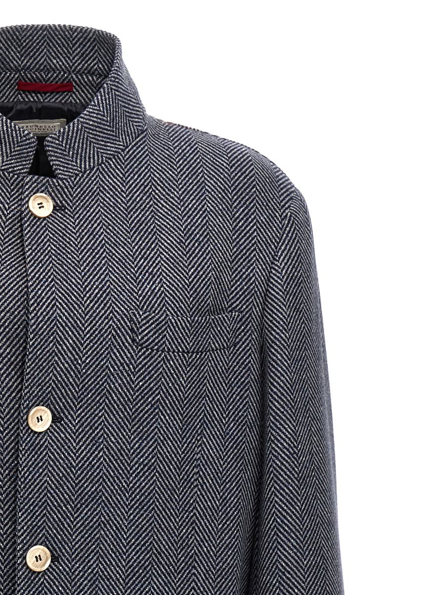 brunello cucinelli chevron wool jacket