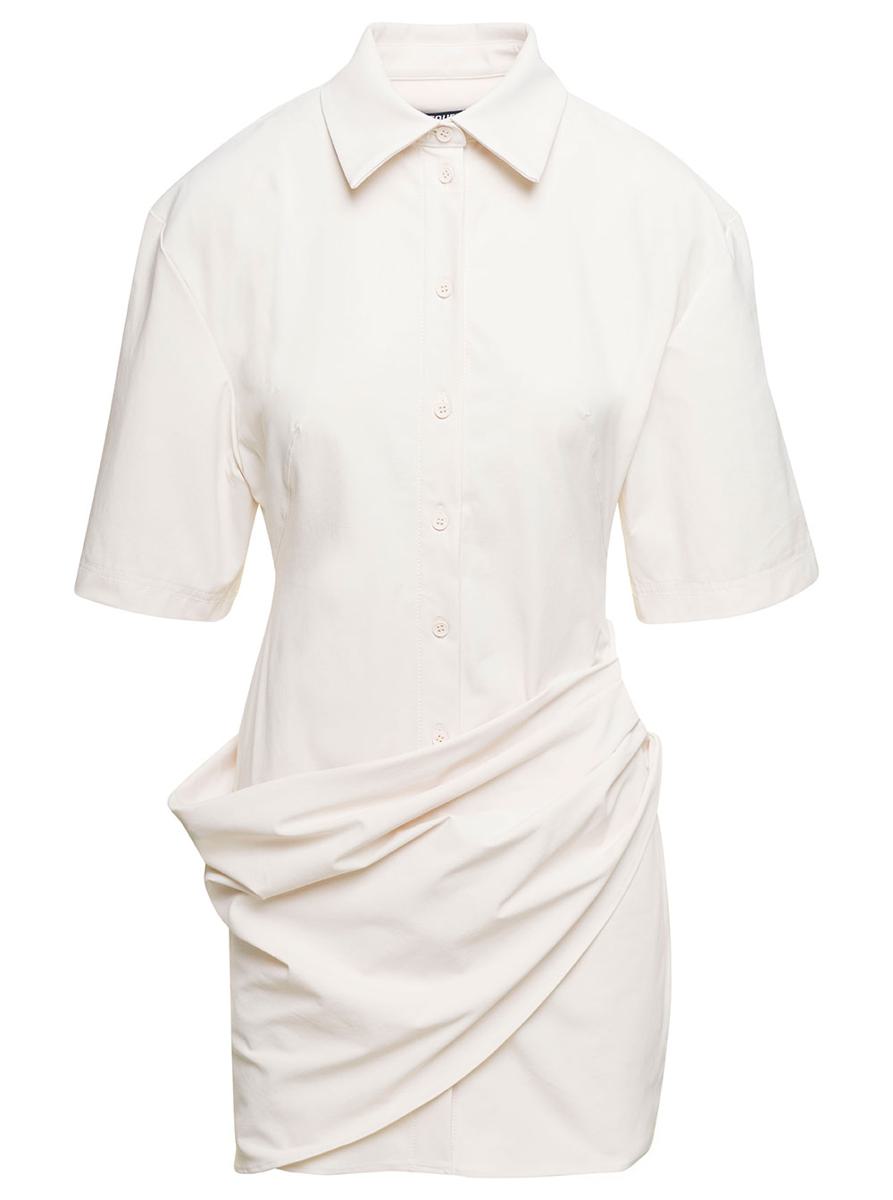 white shirt dress la robe camisa in cotton blend woman