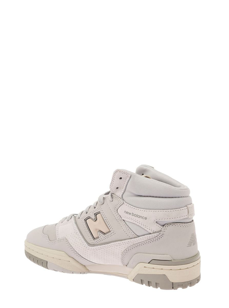 '650' grey high-top sneakers with n logo in leather and mesh woman