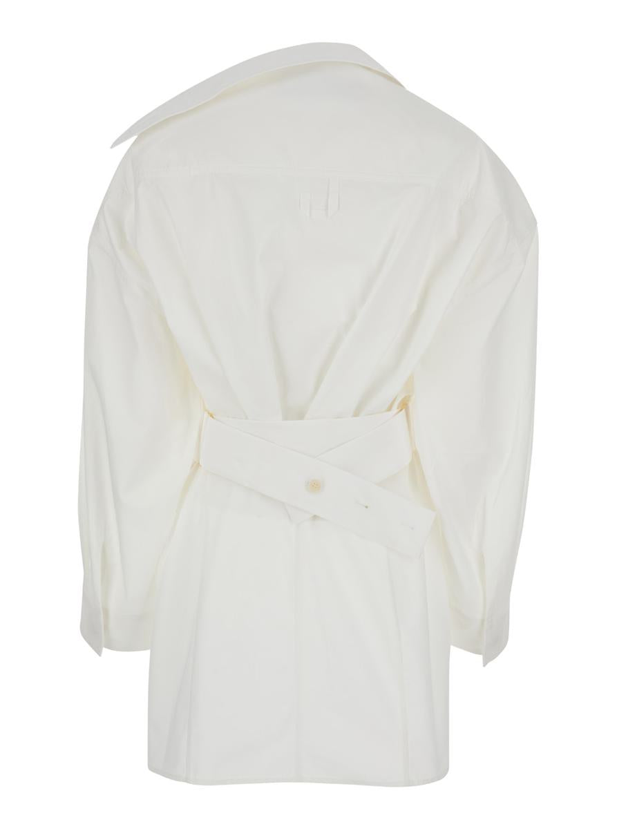 white 'la mini robe chemise' shirt dress in cotton woman