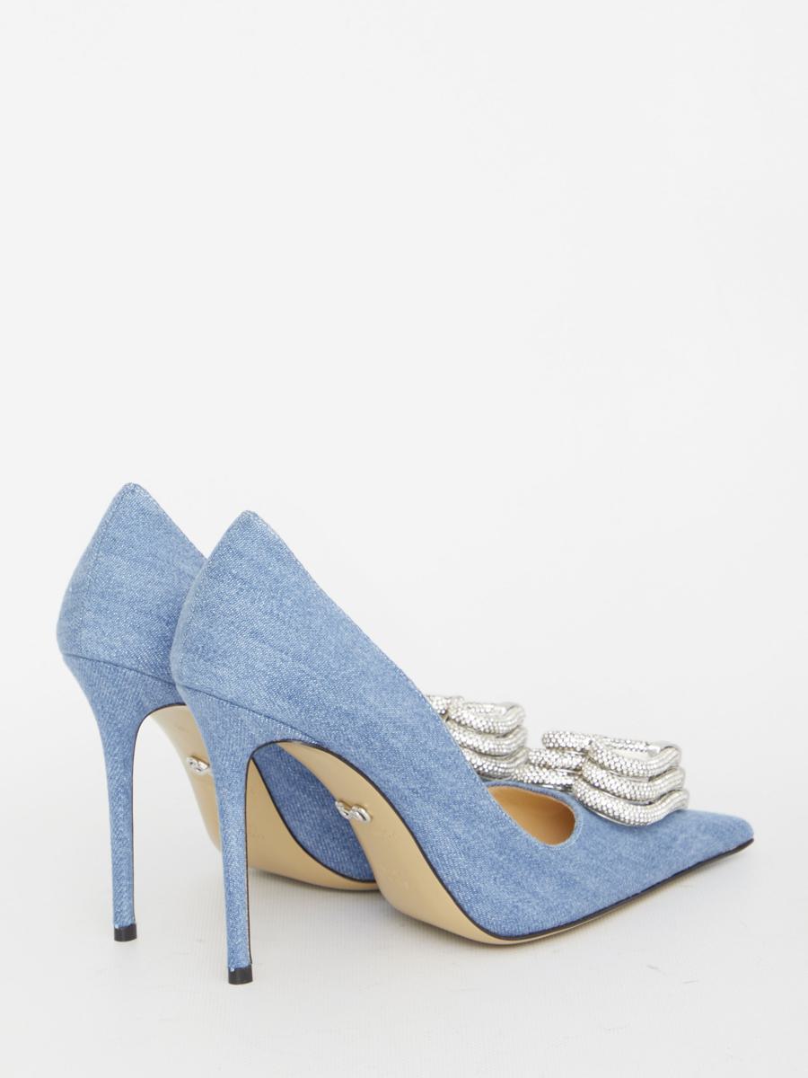 triple heart denim pumps