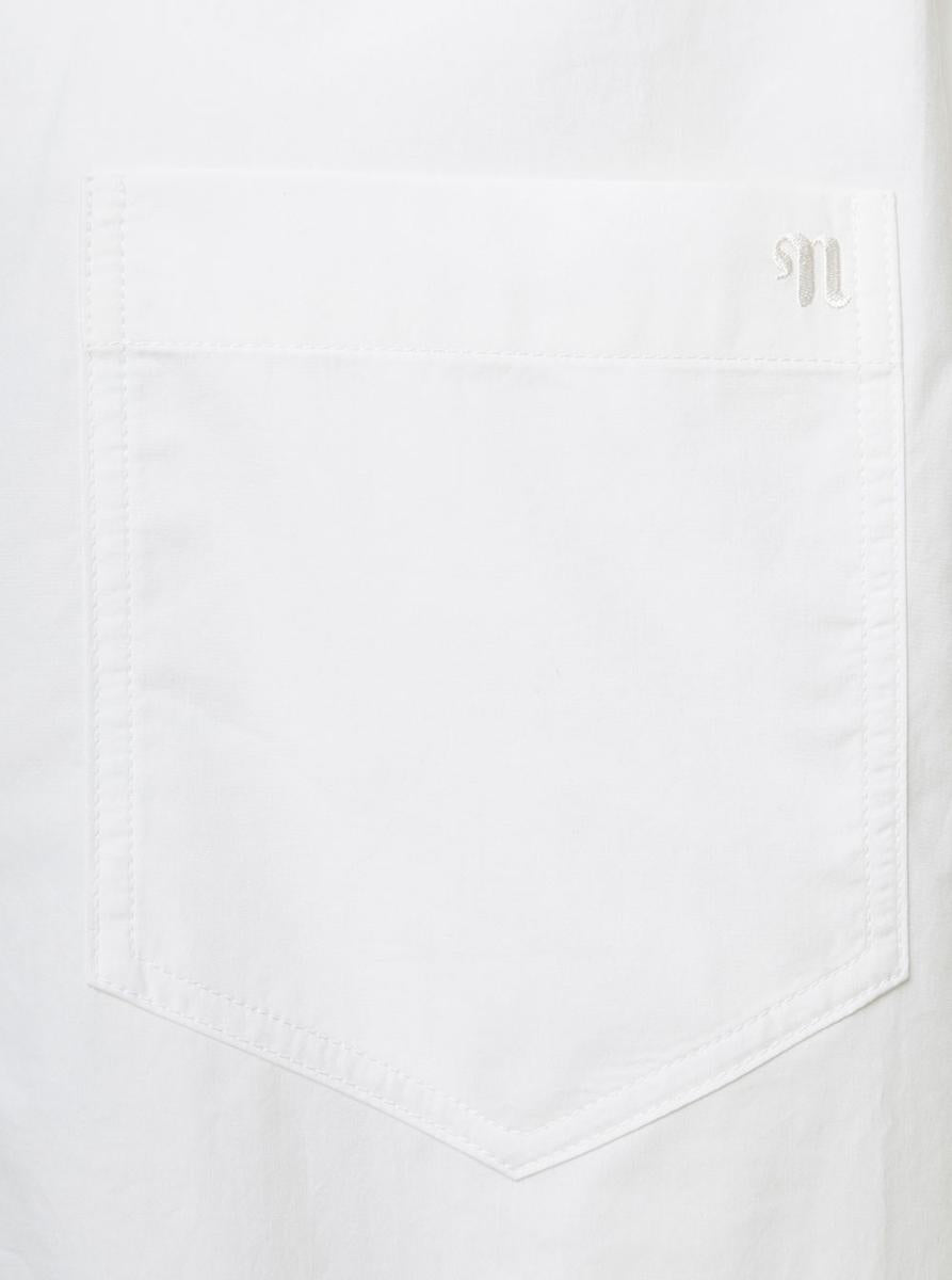 'adam' white short sleeve shirt with tonal letter embroidery in cotton man