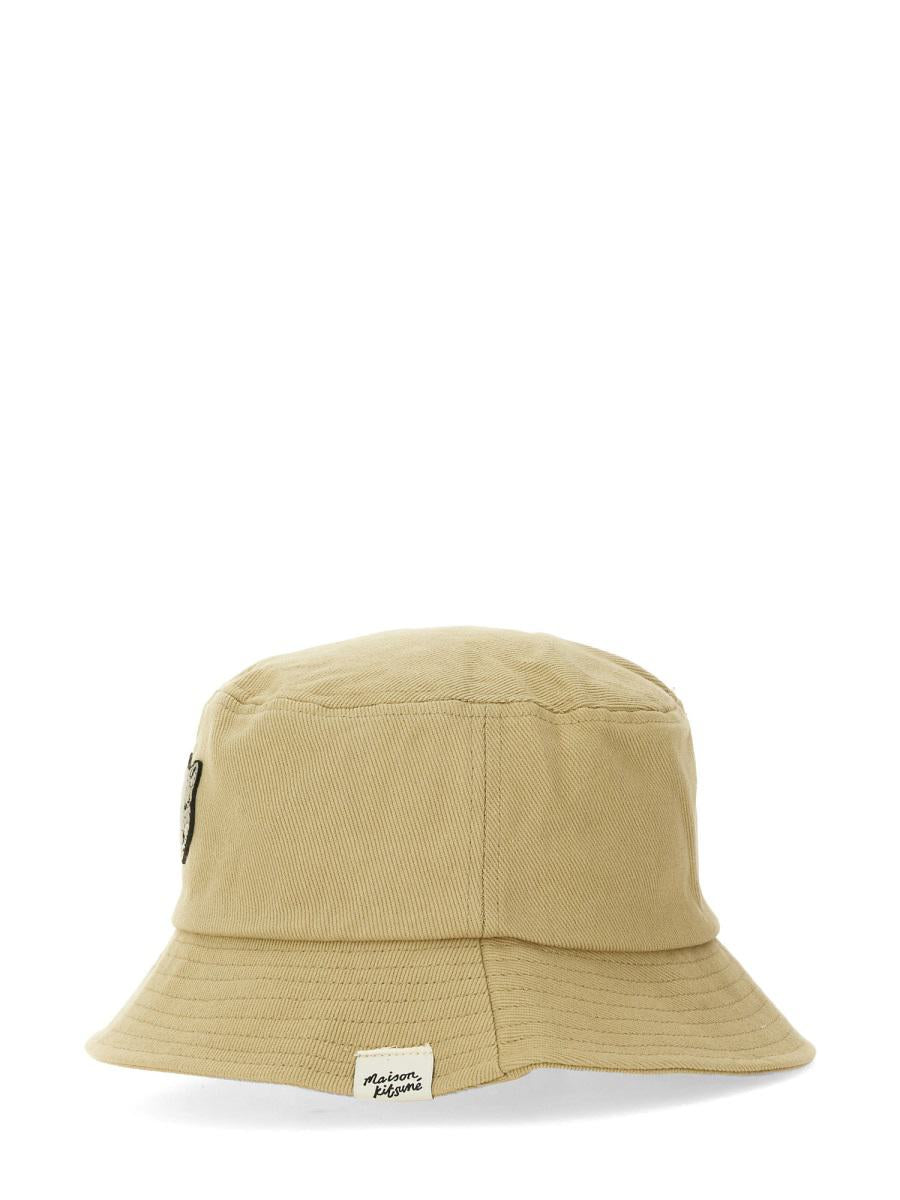 maison kitsuné bucket hat with fox patch