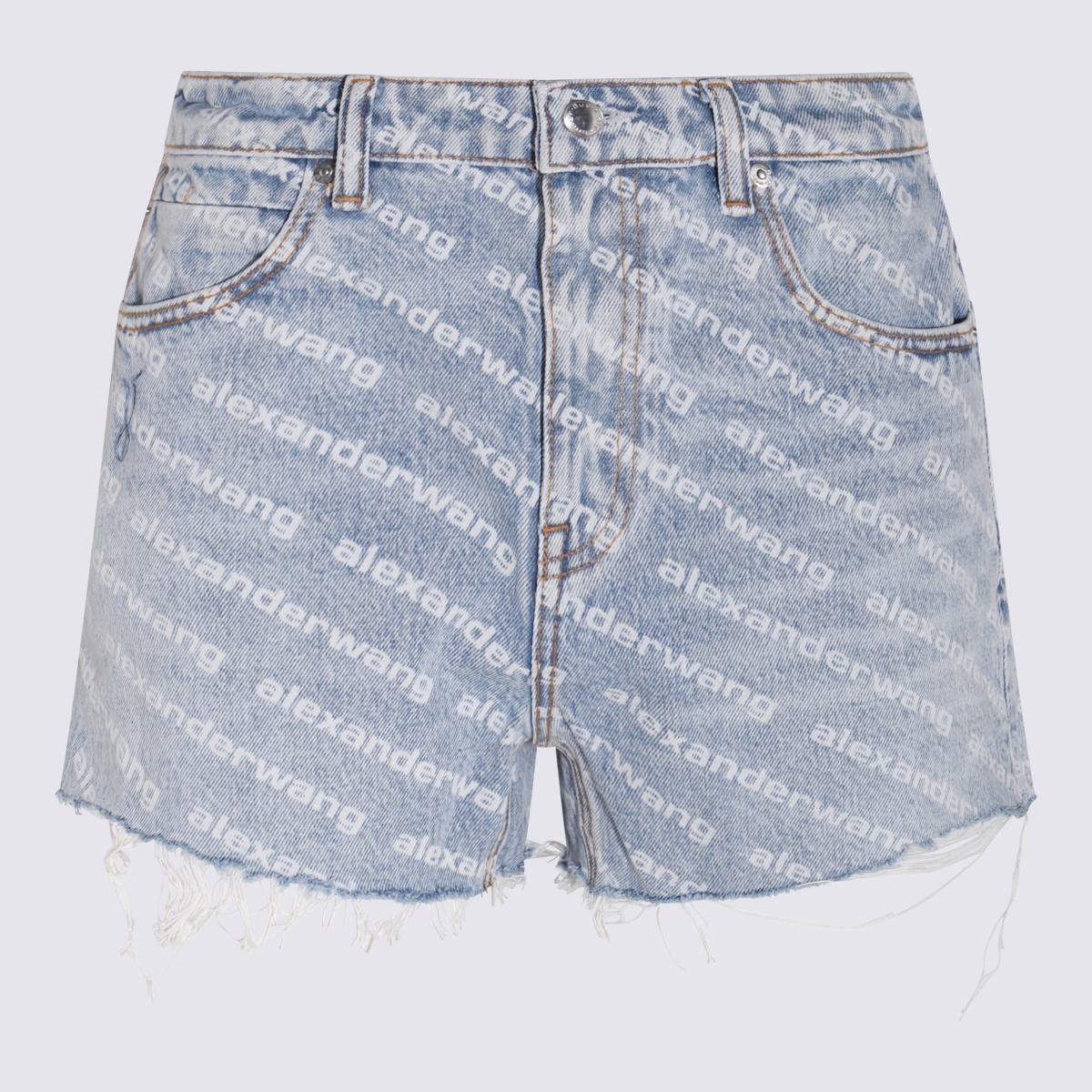 alexander wang light blue cotton denim shorts