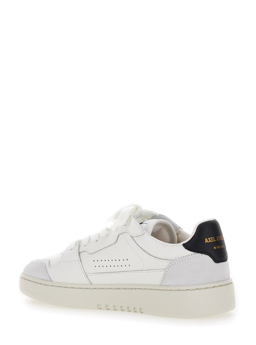 'dice lo' white sneakers with logo detail and black heel tab in suede and leather woman