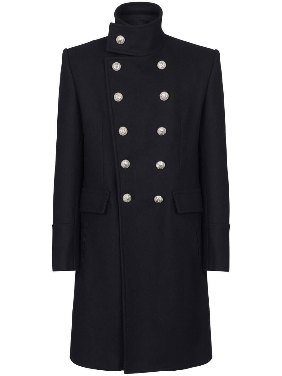 balmain officer virgin wool coat clothing