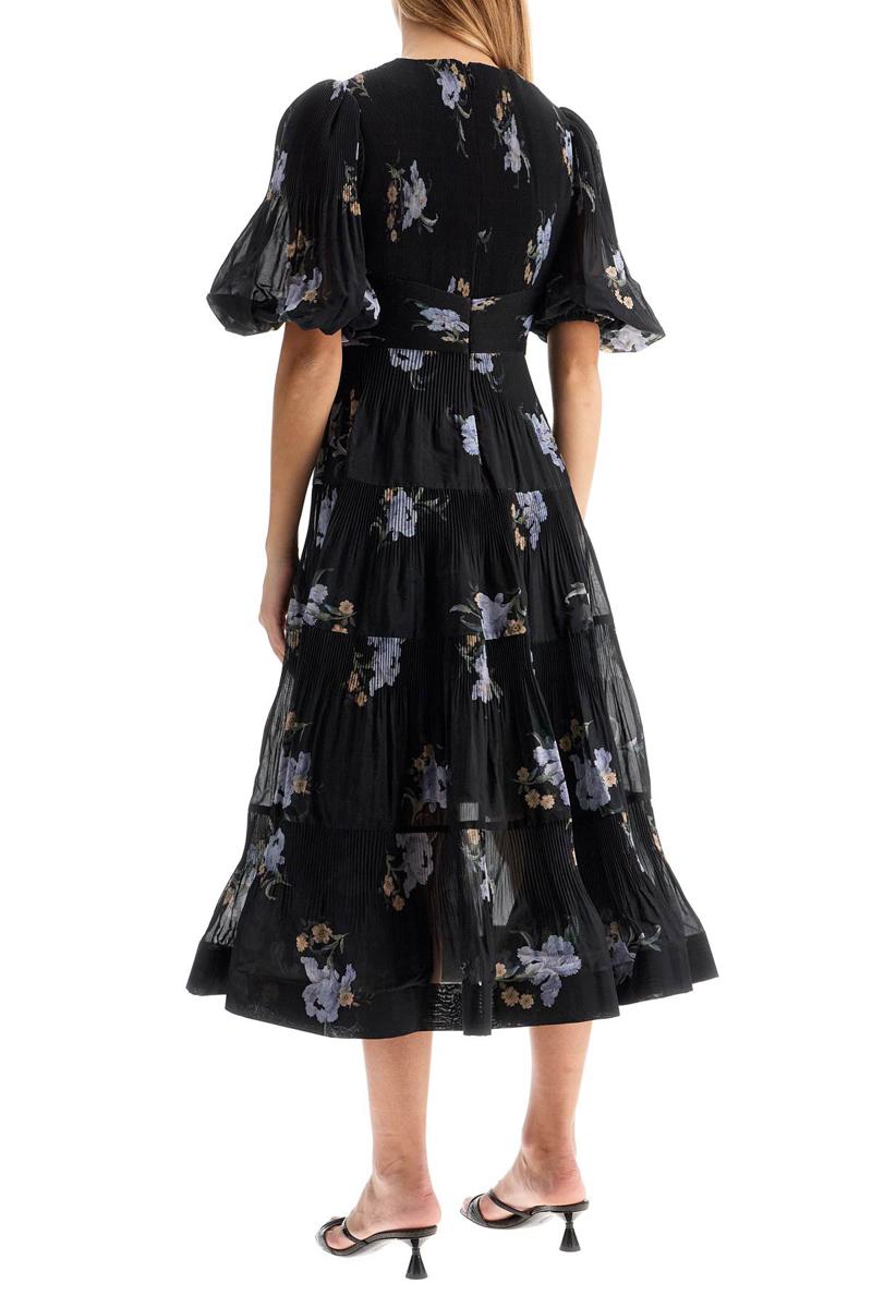 floral pleated midi dress