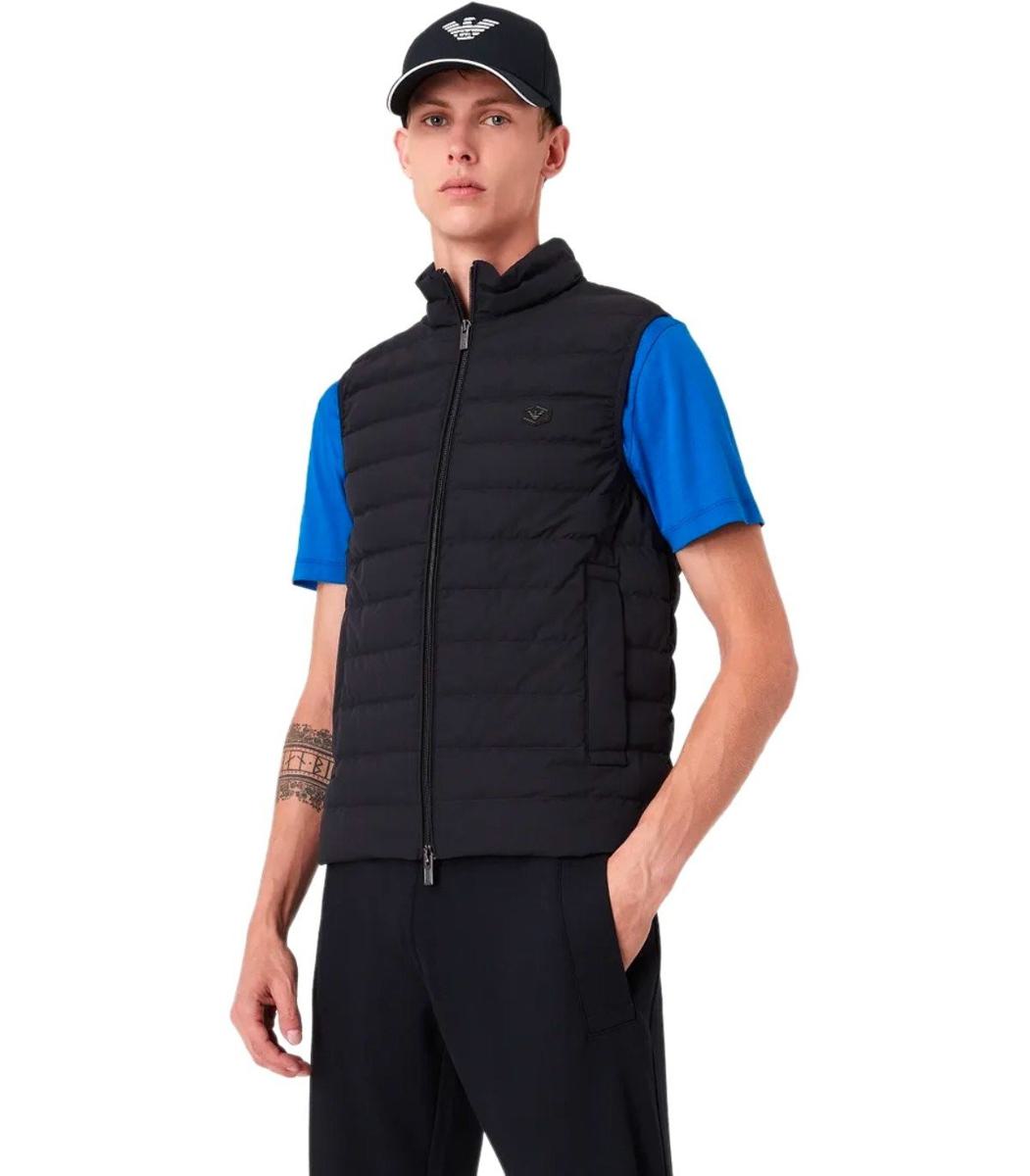 emporio armani  essential navy blue quilted vest