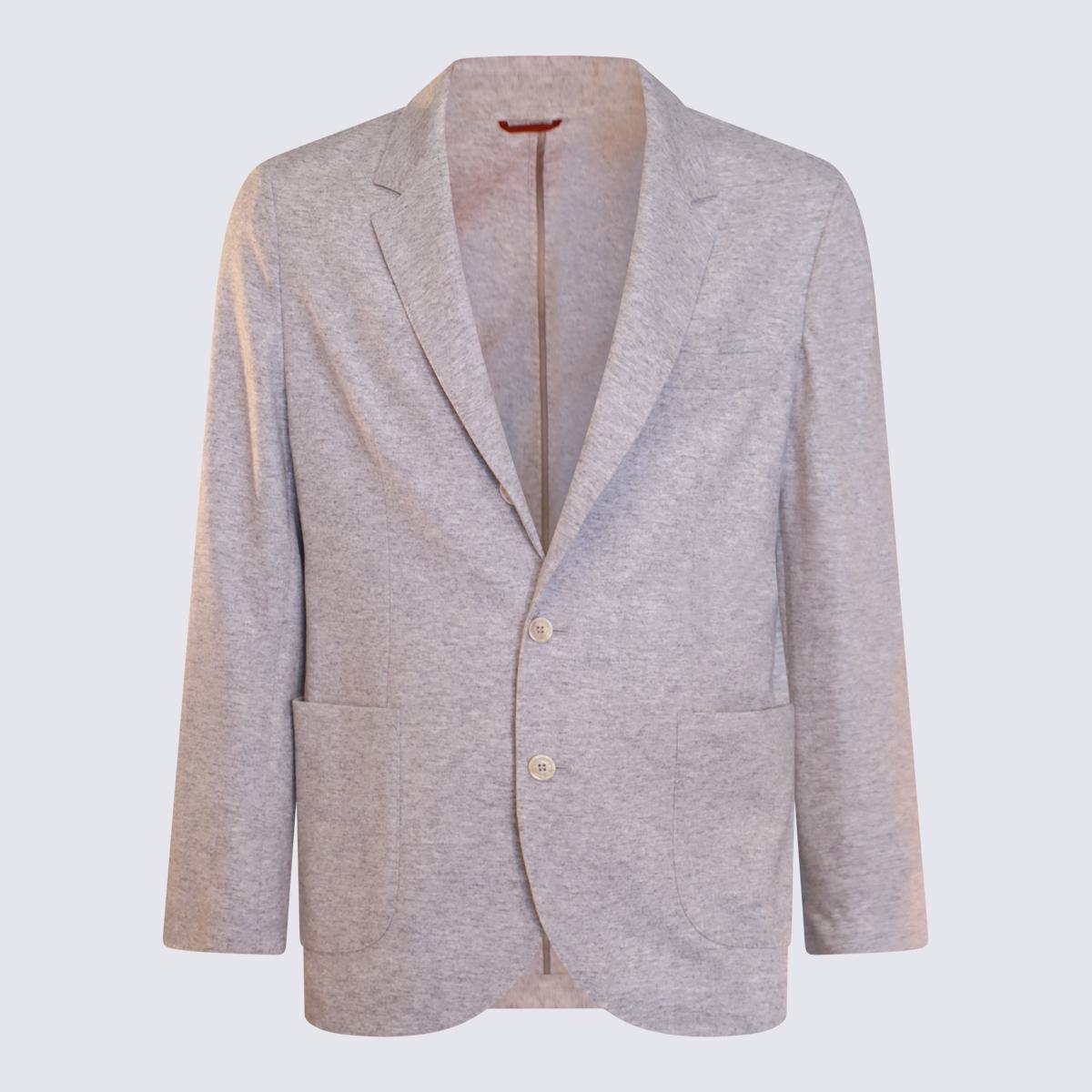 brunello cucinelli grey wool blazer