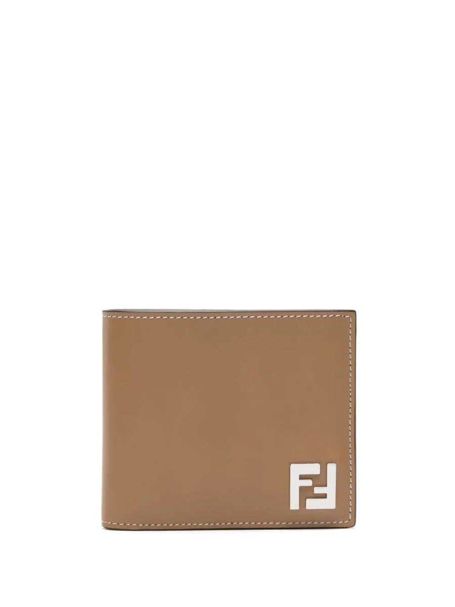 fendi leather and ff canvas compact bi-fold wallet accessories