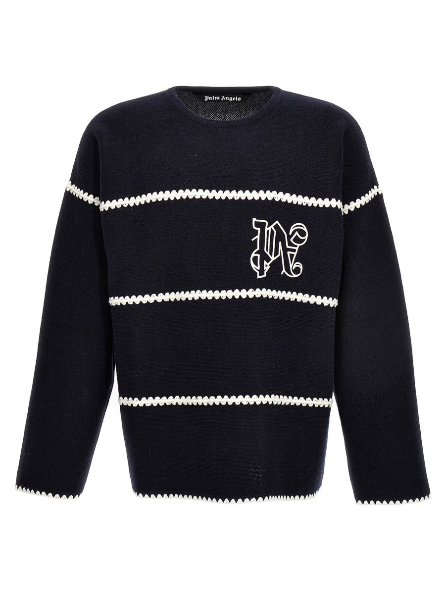 palm angels pa monogram striped sweater