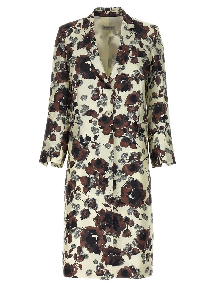 alberto biani floral print trench coat