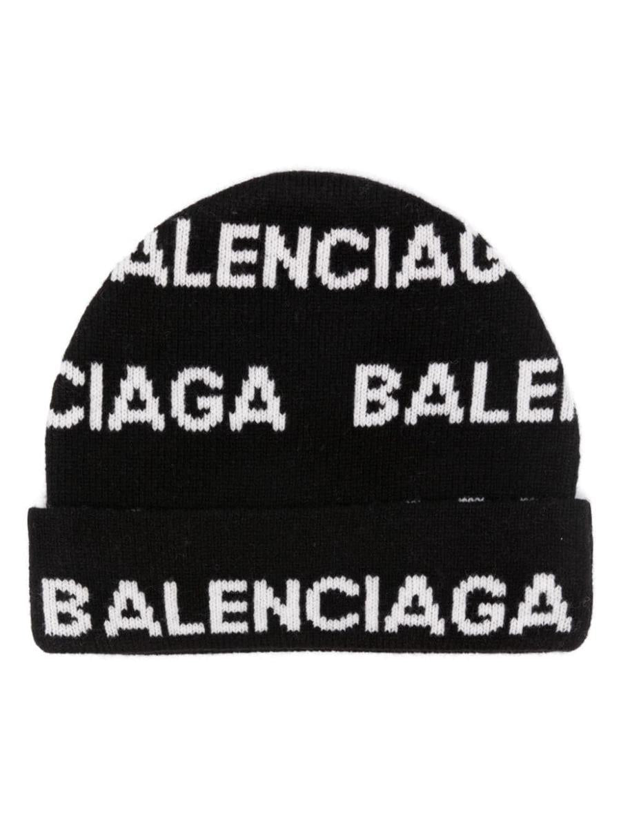 balenciaga bal horizontal allover wool beanie