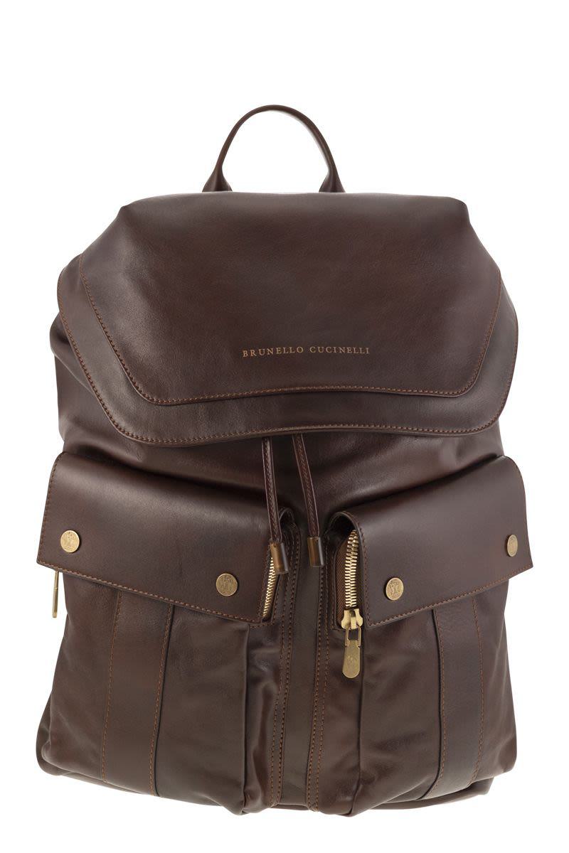 brunello cucinelli leather backpack