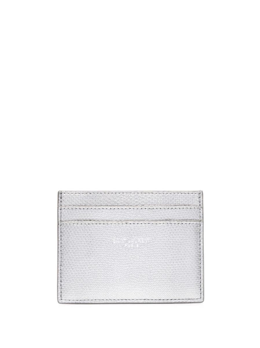 saint laurent metallic embossed-logo cardholder