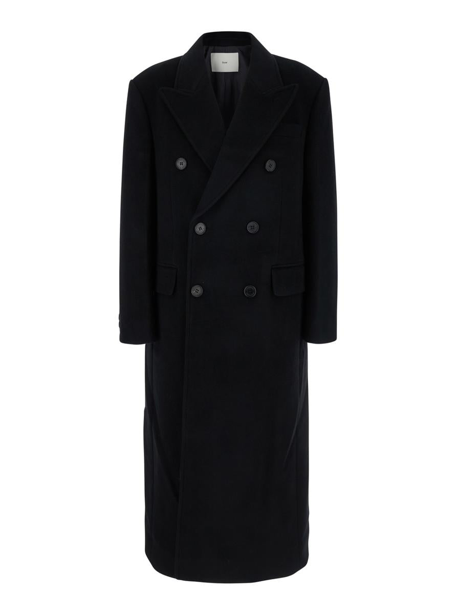 unisex tailored double-breasted wool coat