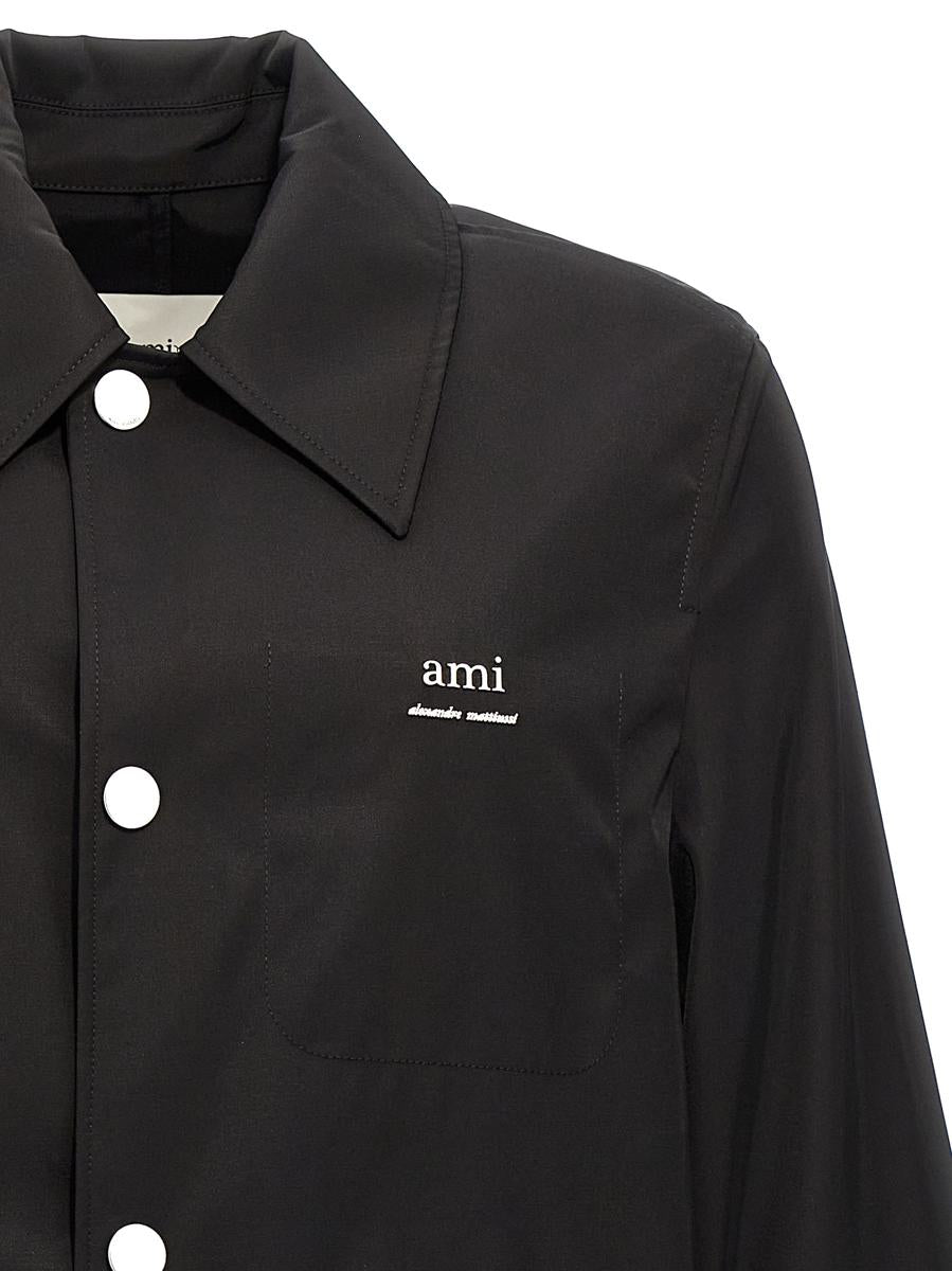 ami paris technical twill trench coat