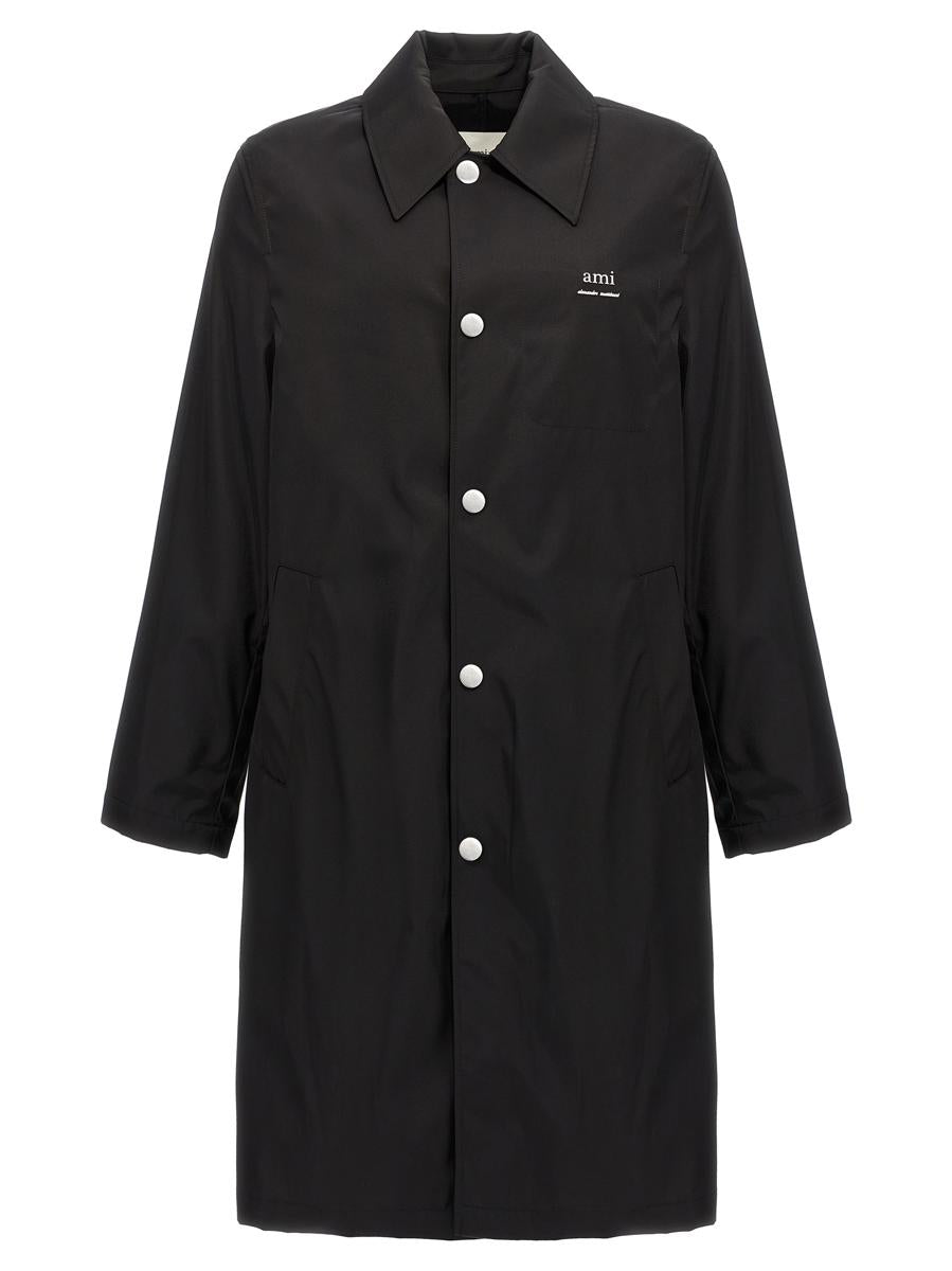 ami paris technical twill trench coat