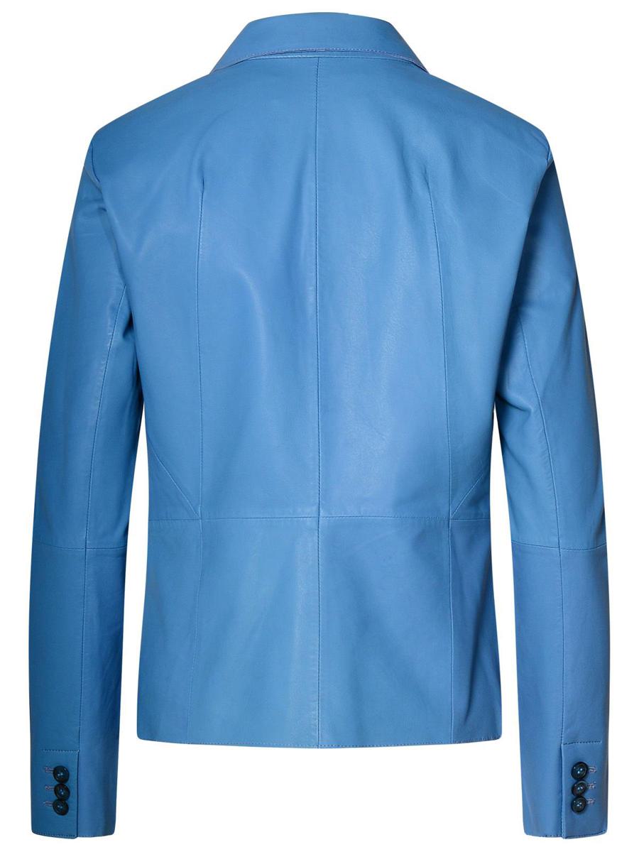 bully light blue leather blazer