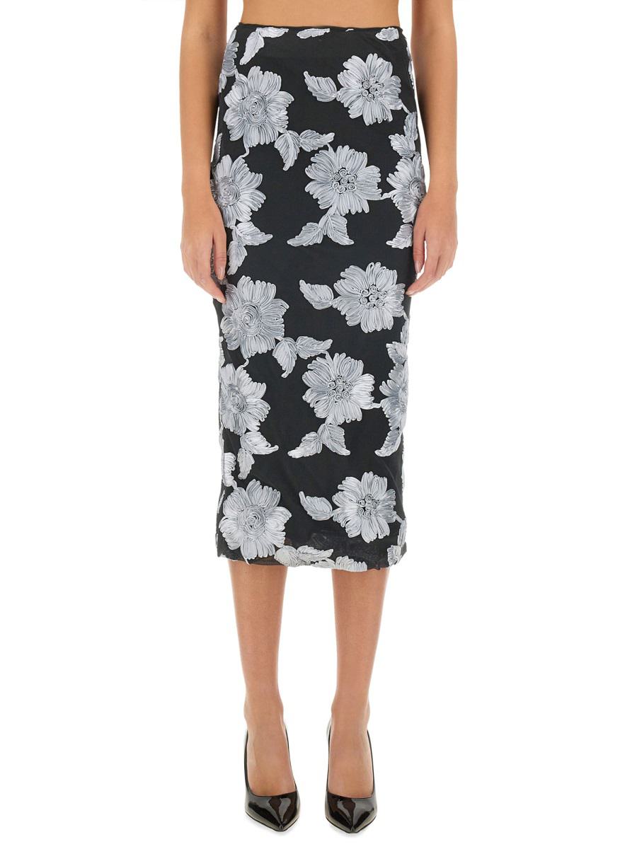 rotate birger christensen floral pencil skirt