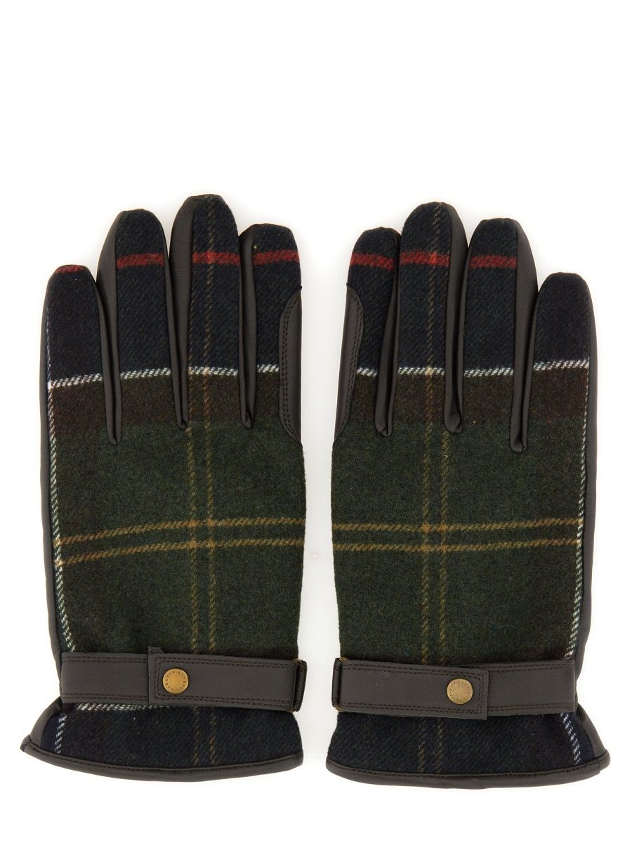 barbour gloves with tartan pattern