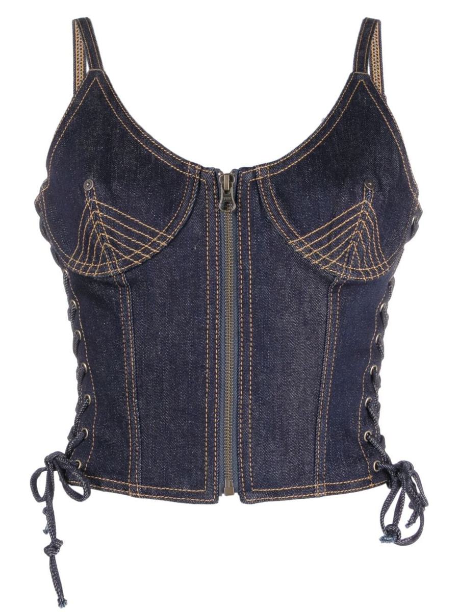 jean paul gaultier laced detail denim corset top