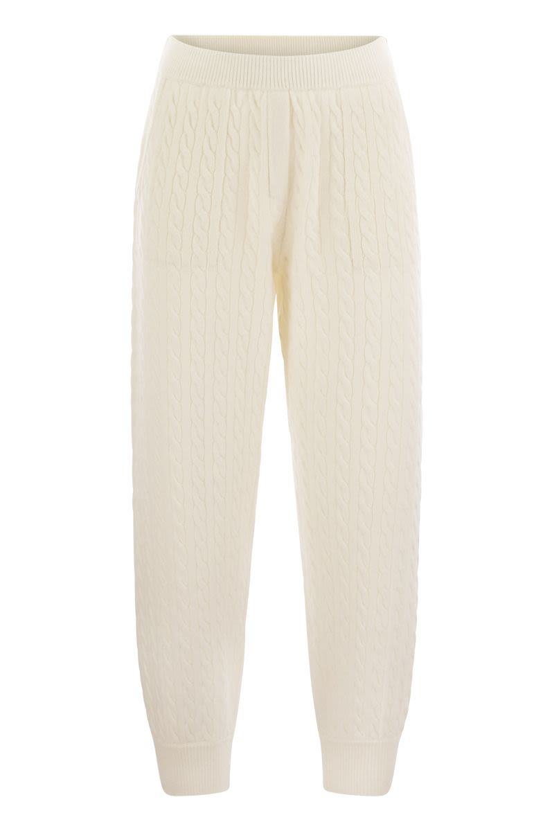 brunello cucinelli cashmere cable knit trousers